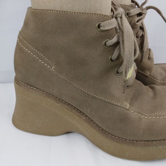 Y2K Chunky Heel Platform Brown Leather Ankle Boots MIA Womens Size 8M - Picture 2 of 12